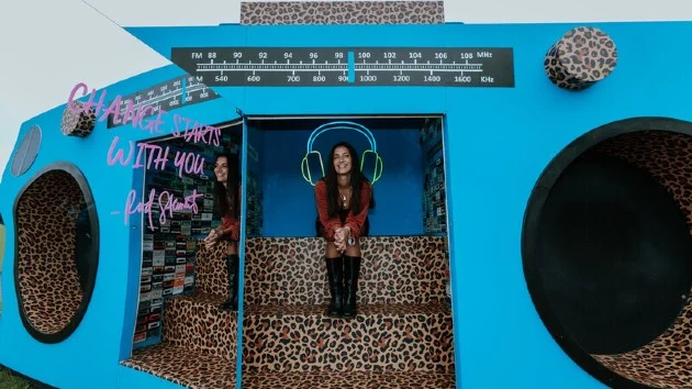 Rod Stewart helps design leopard-print boombox-shaped public toilet for Glastonbury