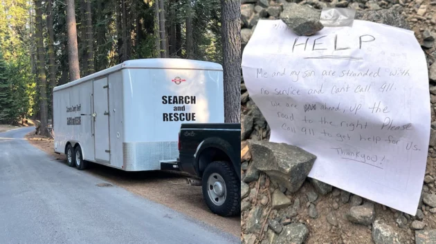 Handwritten notes help lead search crews to mom and son stranded in California forest
