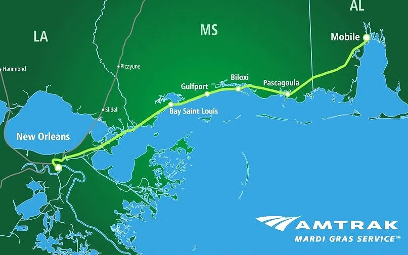 “Y’ALL ABOARD”: Amtrak’s new Mardi Gras Rail Service begins today, with twice-daily routes between Mobile, Alabama and New Orleans