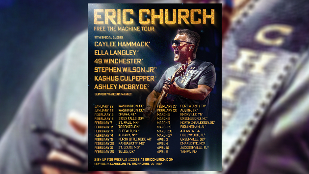 Eric Church will continue to Free the Machine on tour in 2026
