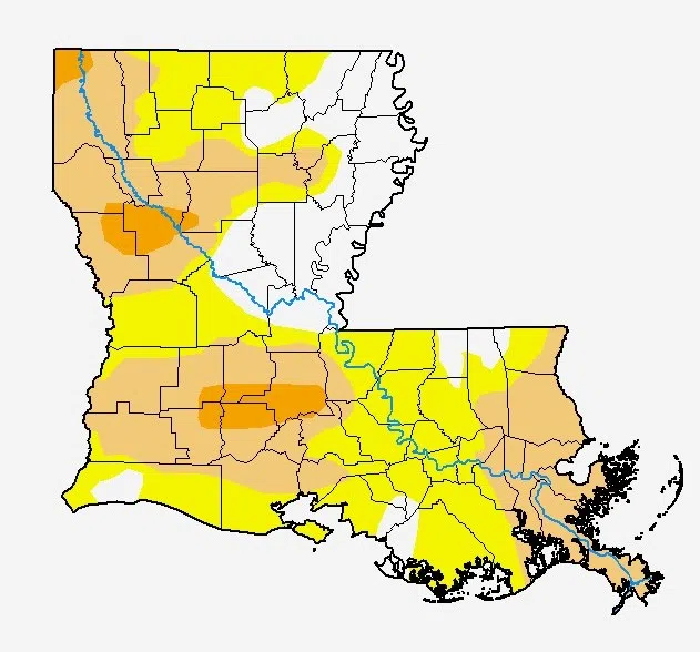 Louisiana experiencing abnormal drought conditions; current weather patterns predict a dry winter