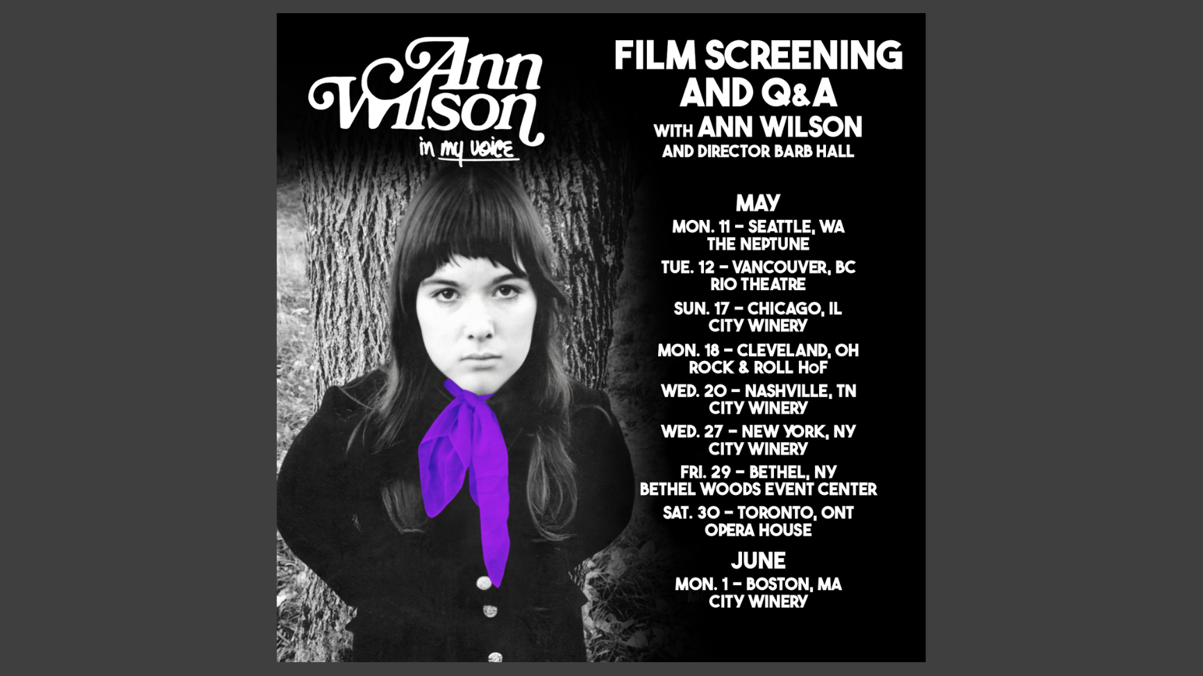 Heart’s Ann Wilson to headline screening and Q&A tour for new documentary, ‘In My Voice’