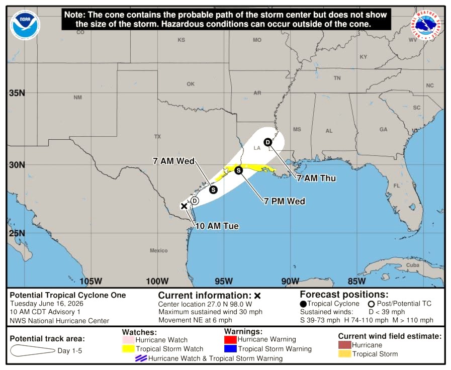 Tropical disturbance expected to reach southwest Louisiana by Wednesday night