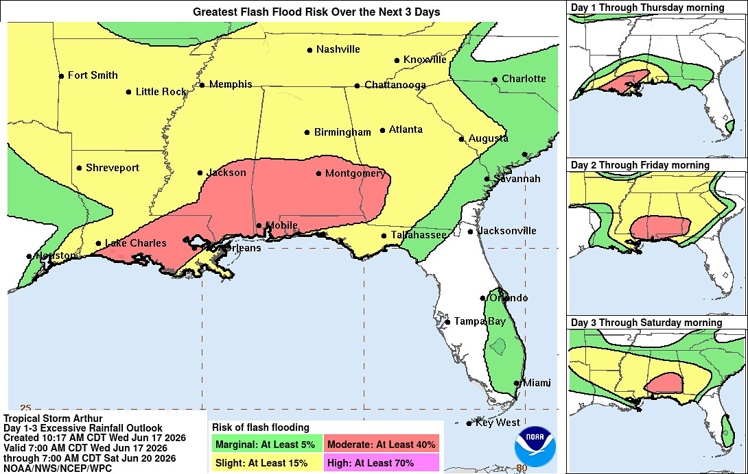 Tropical Storm Arthur expected to bring flash flooding, heavy rainfall to south and central Louisiana